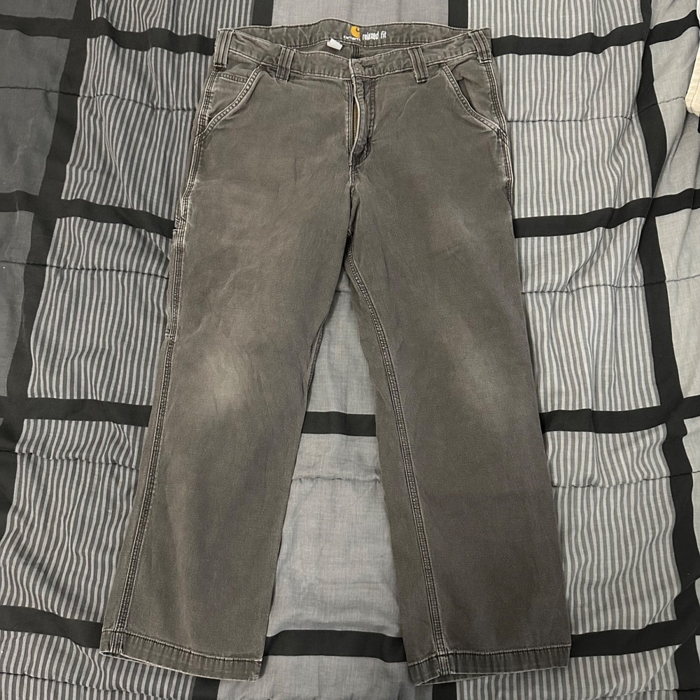 Carhart Pants Men 35x28 Gray Relaxed Fit Workwear